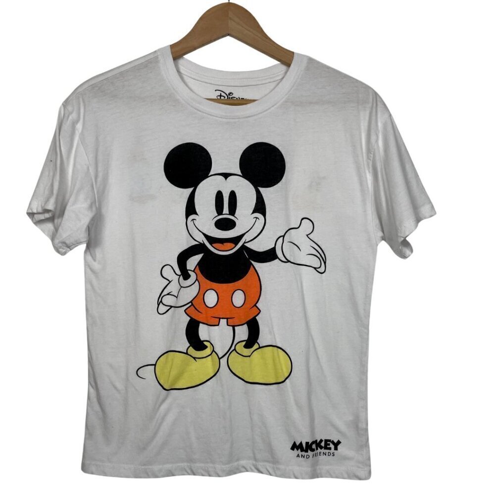 DISNEY Mickey and Friends Adult XS White Cotton T-shirt